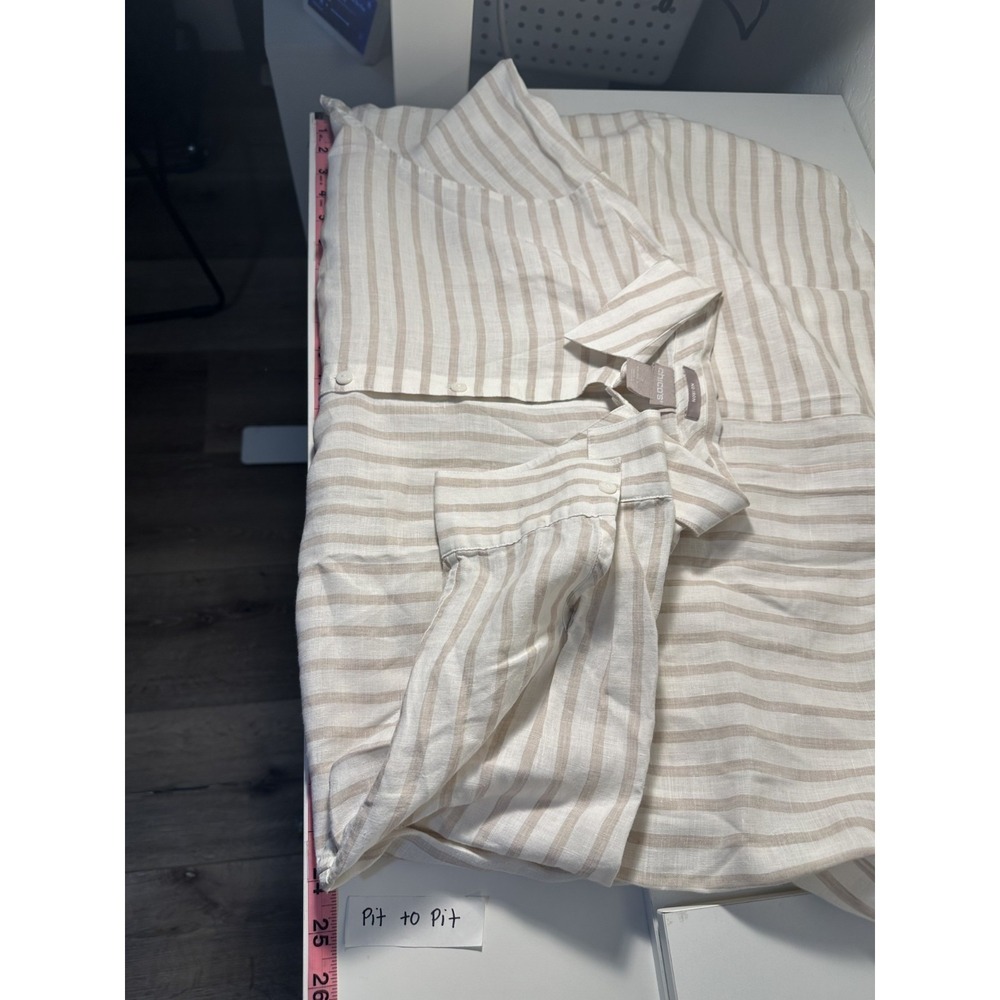 Chicos 100% Linen Womans Striped Tunic Top Size 16/18 Lagenlook Minimal Travel - Picture 14 of 16